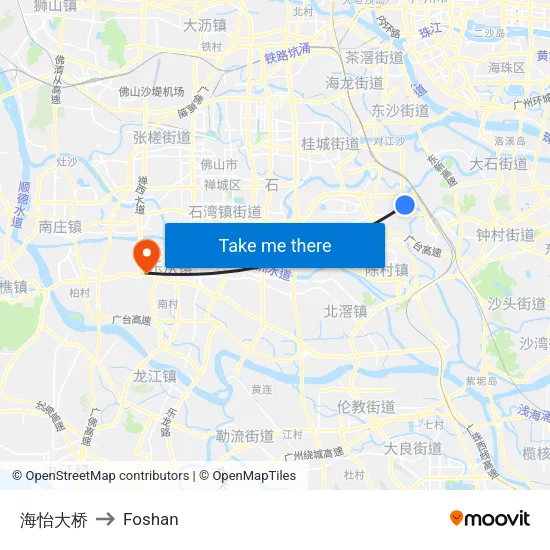 Haiyi Bridge to Foshan map