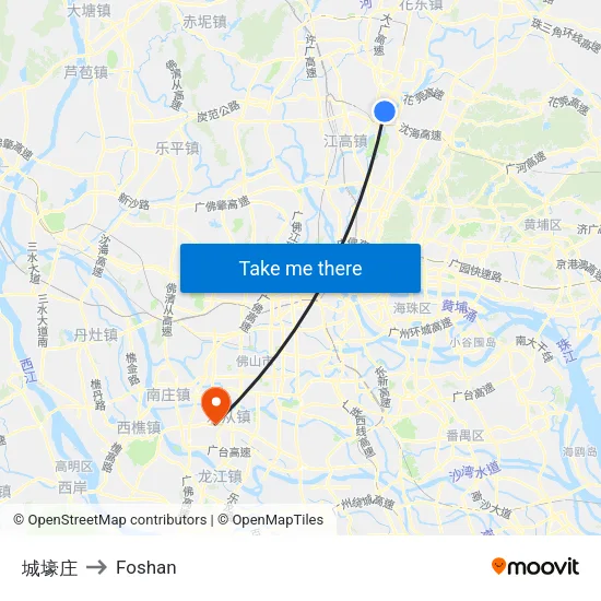 Chenghaozhuang to Foshan map
