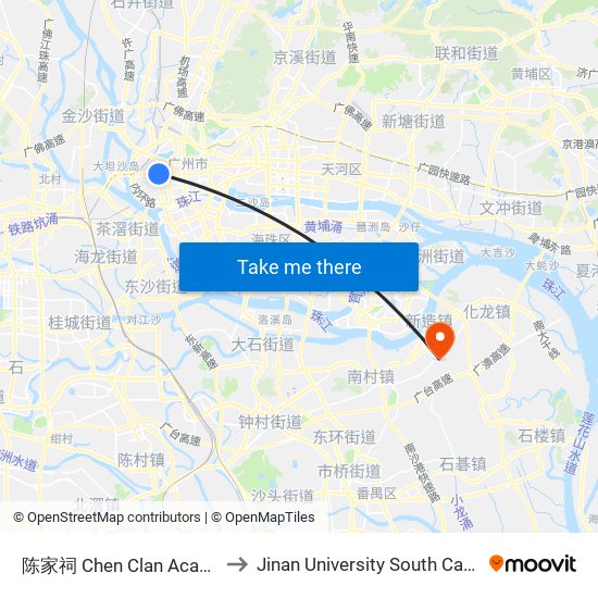 陈家祠 Chen Clan Academy to Jinan University South Campus map