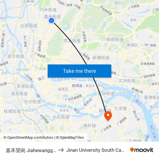 嘉禾望岗 Jiahewanggang to Jinan University South Campus map