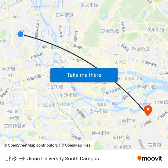 北沙 to Jinan University South Campus map