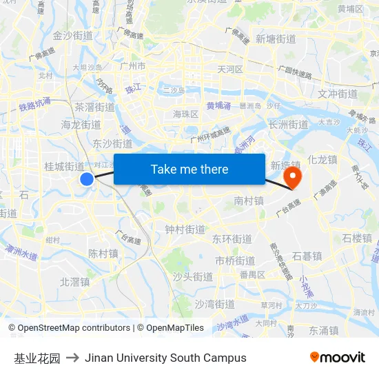 基业花园 to Jinan University South Campus map