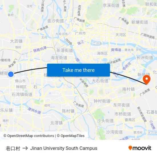 巷口村 to Jinan University South Campus map