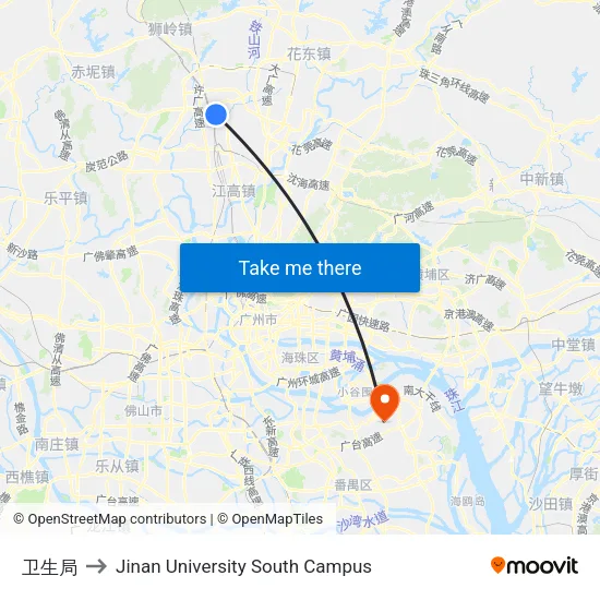 卫生局 to Jinan University South Campus map