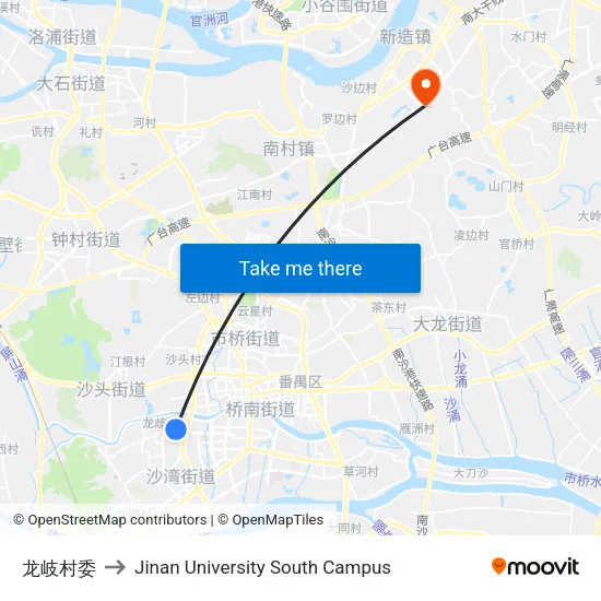 龙岐村委 to Jinan University South Campus map