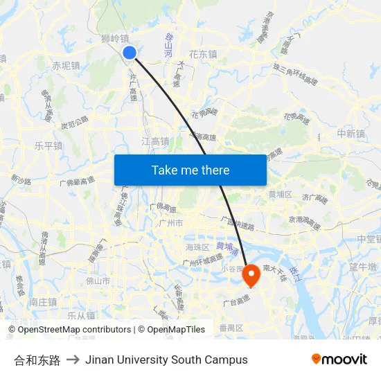 合和东路 to Jinan University South Campus map