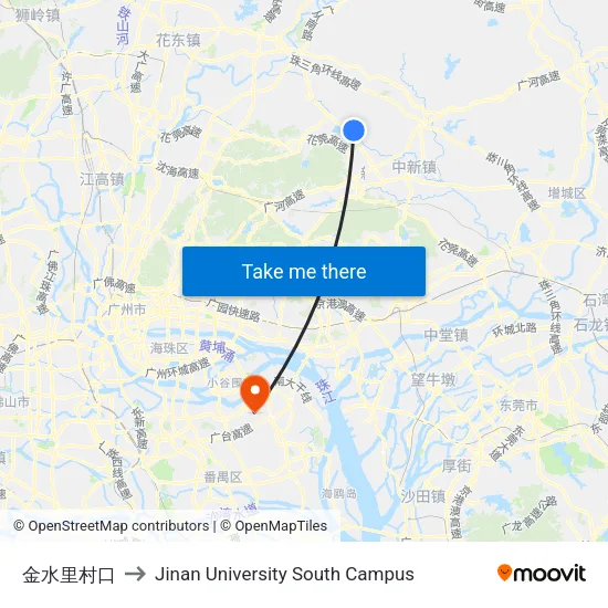 金水里村口 to Jinan University South Campus map