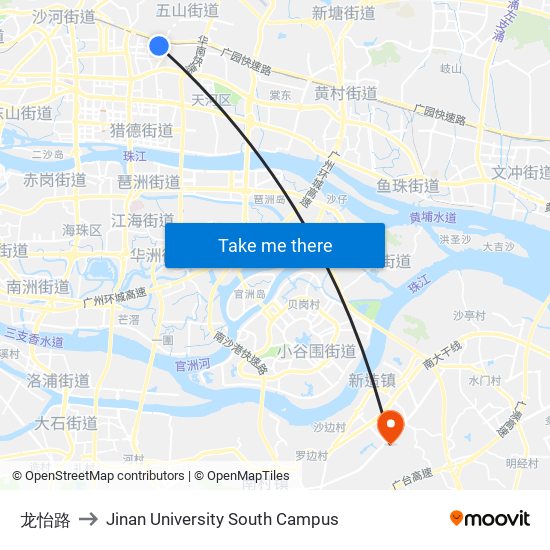 龙怡路 to Jinan University South Campus map