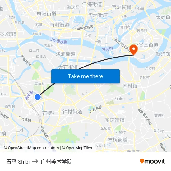 石壁 Shibi to 广州美术学院 map