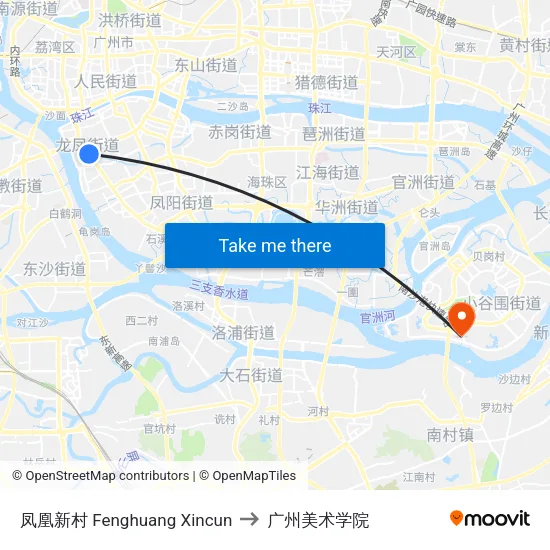 凤凰新村 Fenghuang Xincun to 广州美术学院 map