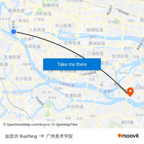 如意坊 Ruyifang to 广州美术学院 map