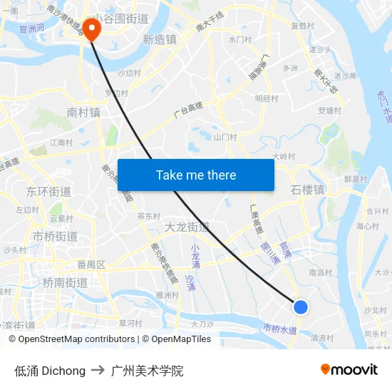 低涌 Dichong to 广州美术学院 map