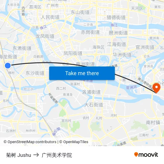 菊树 Jushu to 广州美术学院 map