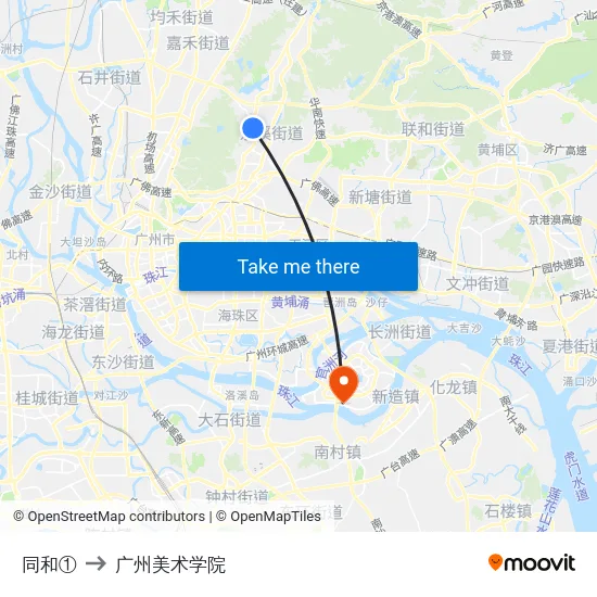 同和① to 广州美术学院 map
