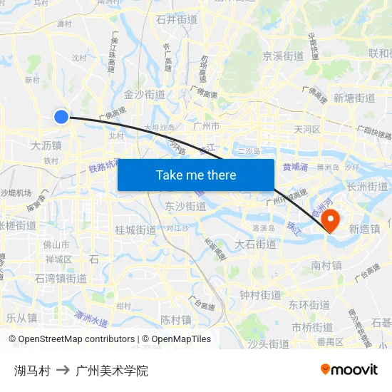 湖马村 to 广州美术学院 map