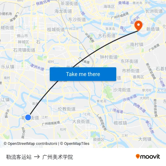 勒流客运站 to 广州美术学院 map