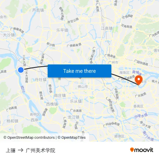 上骊 to 广州美术学院 map