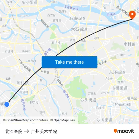 北滘医院 to 广州美术学院 map