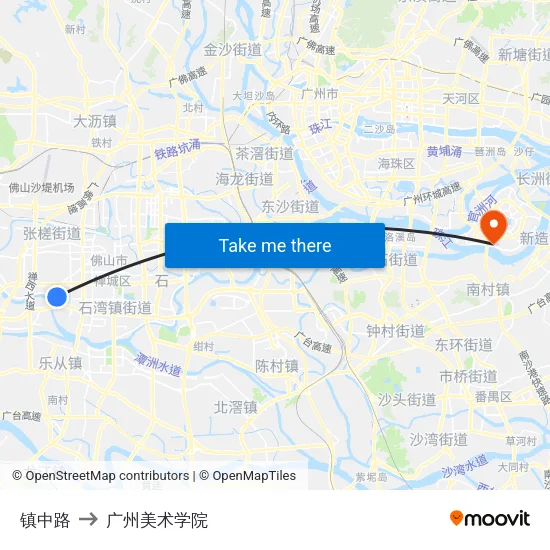 镇中路 to 广州美术学院 map