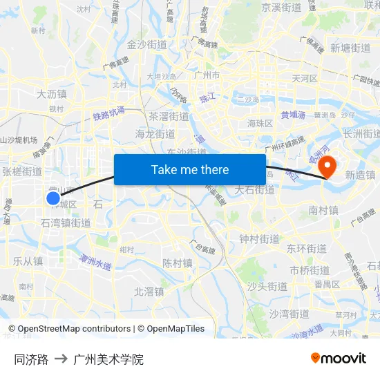 同济路 to 广州美术学院 map
