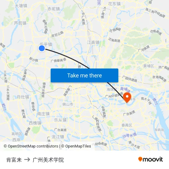 肯富来 to 广州美术学院 map