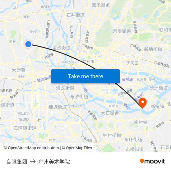 良骐集团 to 广州美术学院 map