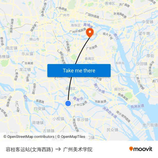 容桂客运站(文海西路) to 广州美术学院 map