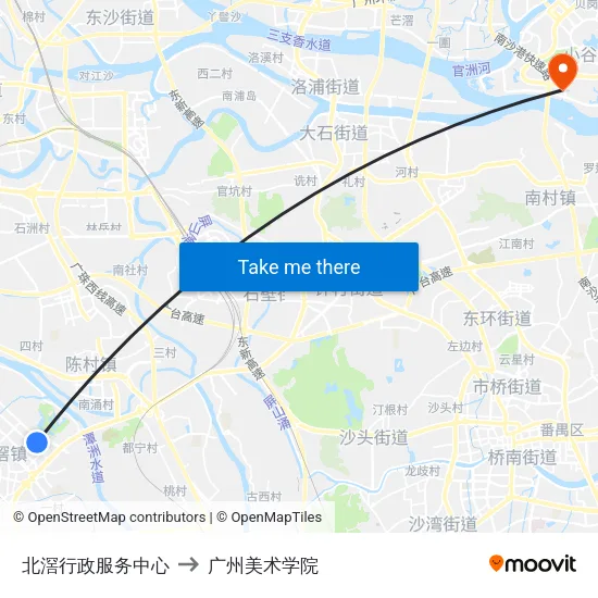 北滘行政服务中心 to 广州美术学院 map