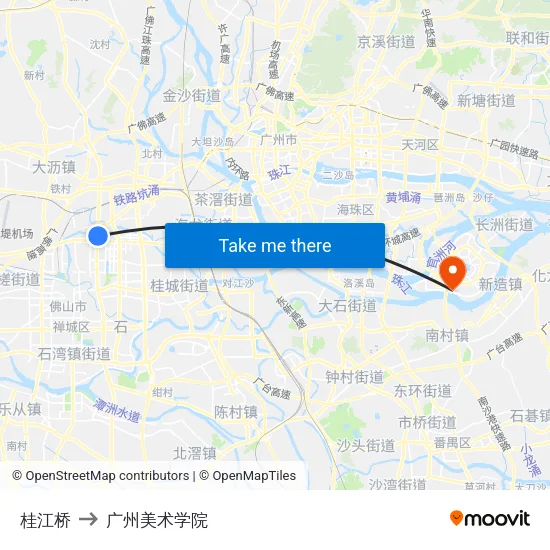 桂江桥 to 广州美术学院 map