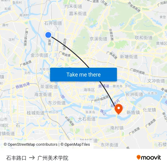 石丰路口 to 广州美术学院 map