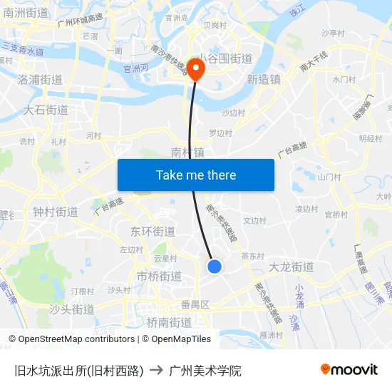 旧水坑派出所(旧村西路) to 广州美术学院 map