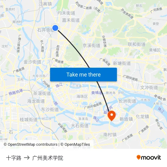 十字路 to 广州美术学院 map