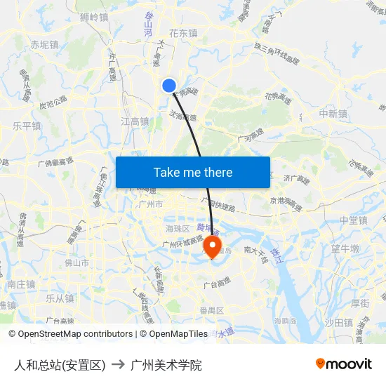 人和总站(安置区) to 广州美术学院 map
