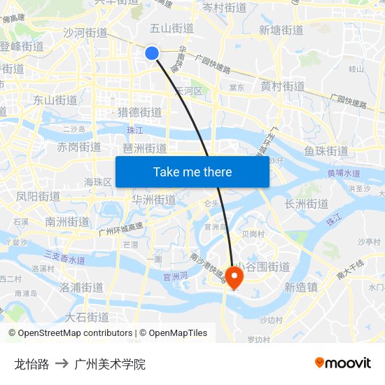 龙怡路 to 广州美术学院 map