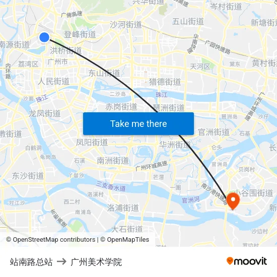 站南路总站 to 广州美术学院 map