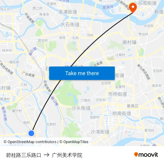 碧桂路三乐路口 to 广州美术学院 map