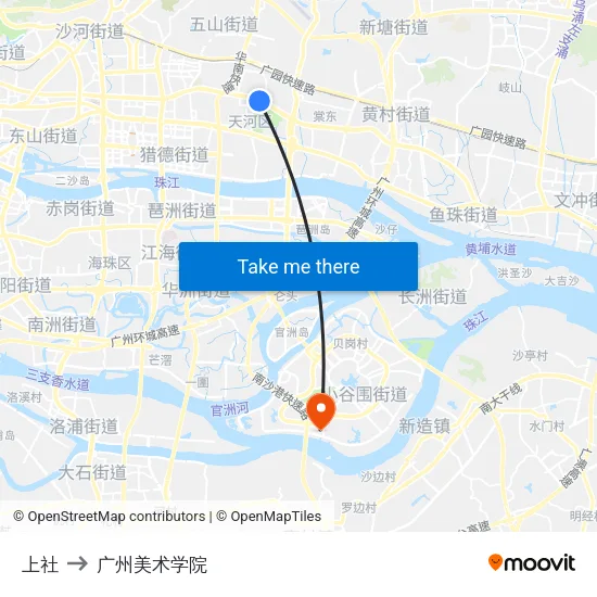 上社 to 广州美术学院 map