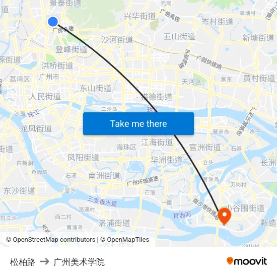 松柏路 to 广州美术学院 map