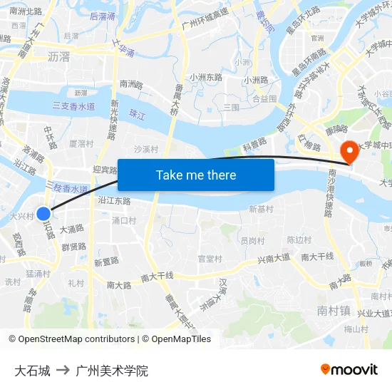 大石城 to 广州美术学院 map