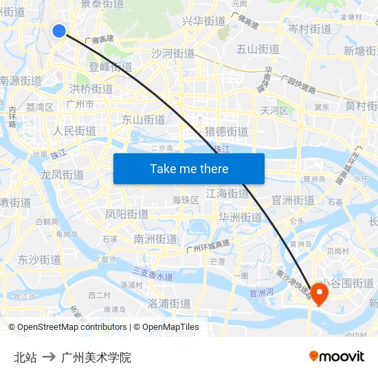 北站 to 广州美术学院 map