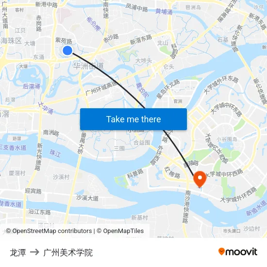 龙潭 to 广州美术学院 map