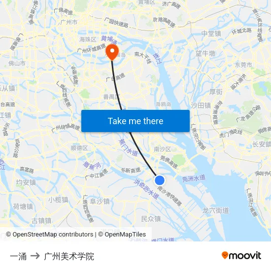 一涌 to 广州美术学院 map