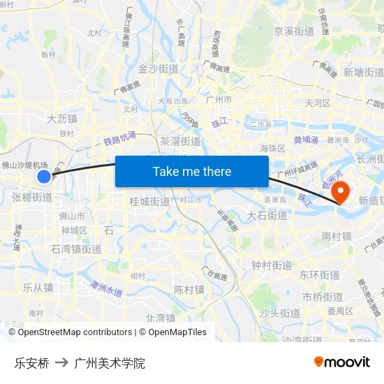 乐安桥 to 广州美术学院 map