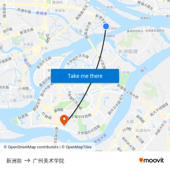 新洲前 to 广州美术学院 map