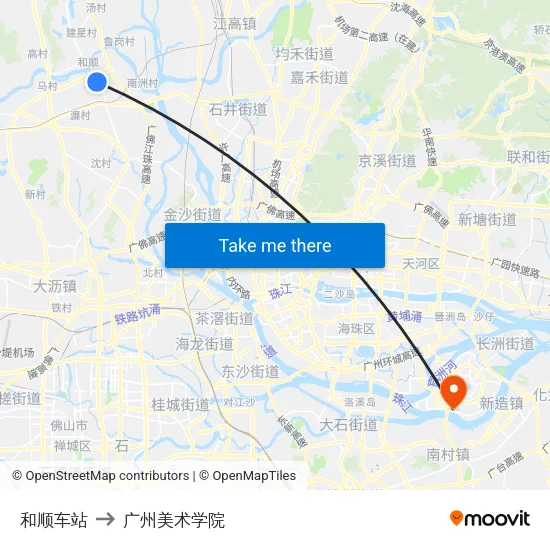 和顺车站 to 广州美术学院 map