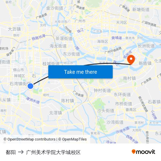 鄱阳 to 广州美术学院大学城校区 map