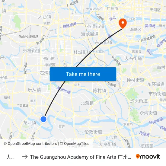 大闸村 to The Guangzhou Academy of Fine Arts 广州美术学院 map