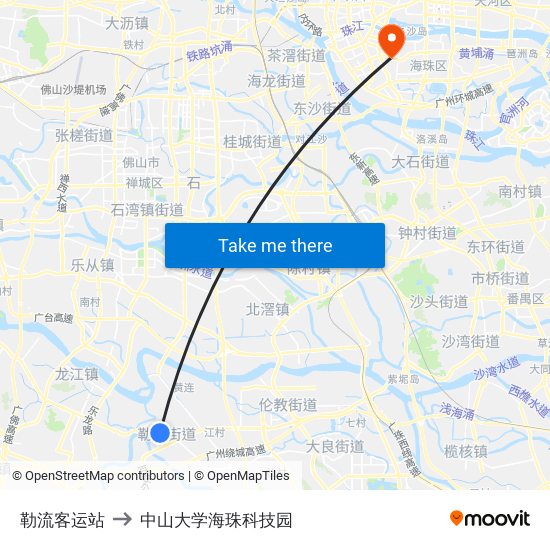 勒流客运站 to 中山大学海珠科技园 map