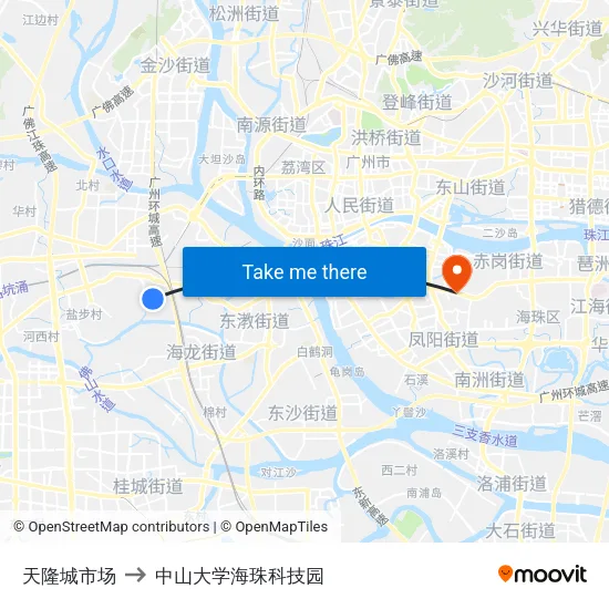 天隆城市场 to 中山大学海珠科技园 map