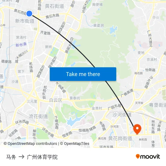 马务 to 广州体育学院 map